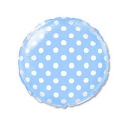 Balon foliowy okrągły Niebieski w kropki 46 cm